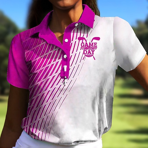 

Mulheres Camisa polo de caminhada Camisa de golfe Pólo de botões Respirável Secagem Rápida Pavio Humido Manga Curta Vestuário de golfe Roupas de golfe Normal Xadrez Verão Tênis Golfe Pickleball