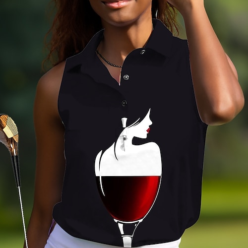 

Mulheres Camisa polo de caminhada Camisa de golfe Pólo de botões Respirável Secagem Rápida Pavio Humido Sem Manga Vestuário de golfe Roupas de golfe Normal Estampado Verão Tênis Golfe Pickleball