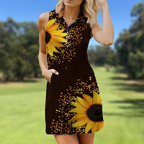 

Damen Tenniskleid Golfkleid Atmungsaktiv Schnelltrocknend Feuchtigkeitsableitung Ärmellos Tennis-Outfit Tennisbekleidung Regular Fit Zip Mit Taschen Schmetterling Sommer Tennis Golfspiel Pickleball