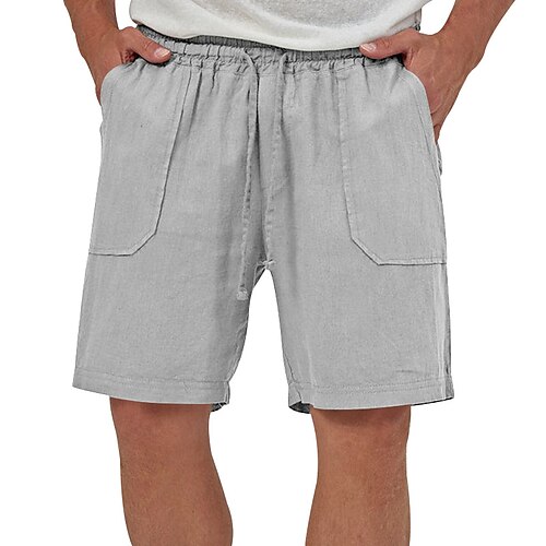 

Hombre Pantalón corto Pantalones cortos de lino Pantalones cortos de verano Botón Bolsillo Plano Comodidad Transpirable Exterior Diario Noche Mezcla Lino / Algodón Moda Casual Beige