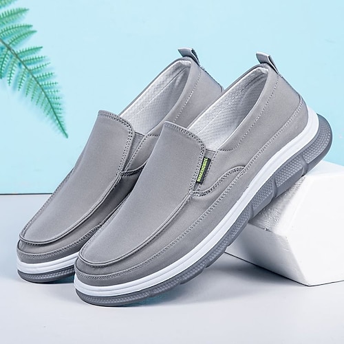 

Hombre Zapatos de taco bajo y Slip-On Zapatos casuales de hombre Zapatos Confort Mocasines de Tela Clásico Casual Diario Zapatos de Paseo Tejido Transpirable Cómodo Antideslizante Negro Gris Primavera