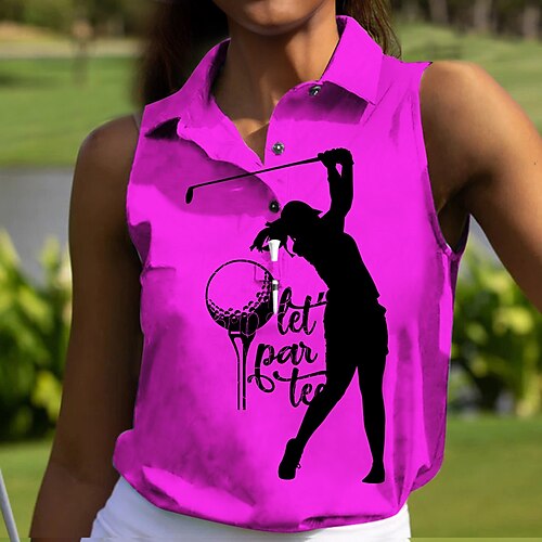 

Mulheres Camisa polo de caminhada Camisa de golfe Pólo de botões Respirável Secagem Rápida Pavio Humido Sem Manga Vestuário de golfe Roupas de golfe Normal Estampado Verão Tênis Golfe Pickleball