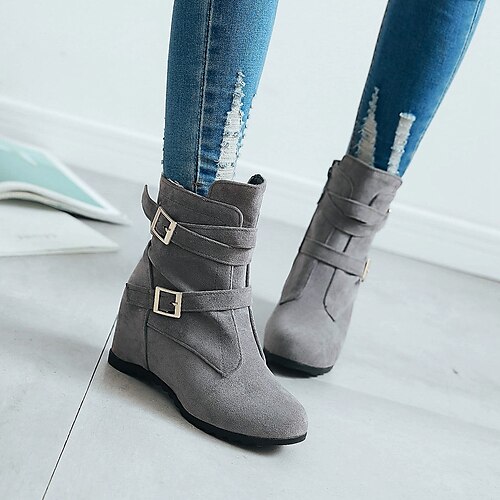 

Damen Stiefel Wildlederschuhe Stiefel mit Absatz Täglich Gehen Winter Versteckte Ferse Elegant Brautkleider schlicht Kunstleder Feste Farbe Schwarz Braun Grau