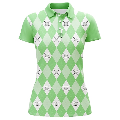 

Damen poloshirt Golfhemd Geknöpftes Poloshirt Atmungsaktiv Schnelltrocknend Feuchtigkeitsableitung Kurzarm Golfbekleidung Golfkleidung Regular Fit Plaid Sommer Tennis Golfspiel Pickleball