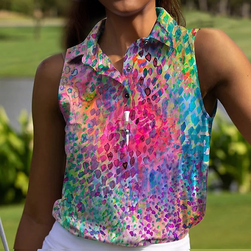 

Mulheres Camisa polo de caminhada Camisa de golfe Pólo de botões Respirável Secagem Rápida Pavio Humido Sem Manga Vestuário de golfe Roupas de golfe Normal Animal Floral Verão Tênis Golfe Pickleball