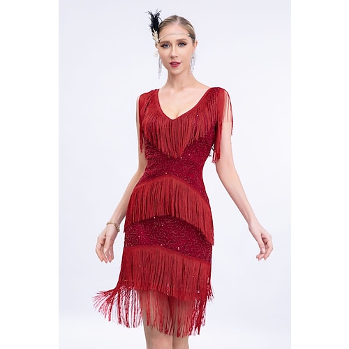 

Retro Vintage Roaring 20s 1920s Flapper Dress The Great Gatsby Women's Sequins Tassel Fringe Cosplay Costume Masquerade Party / Evening Dress