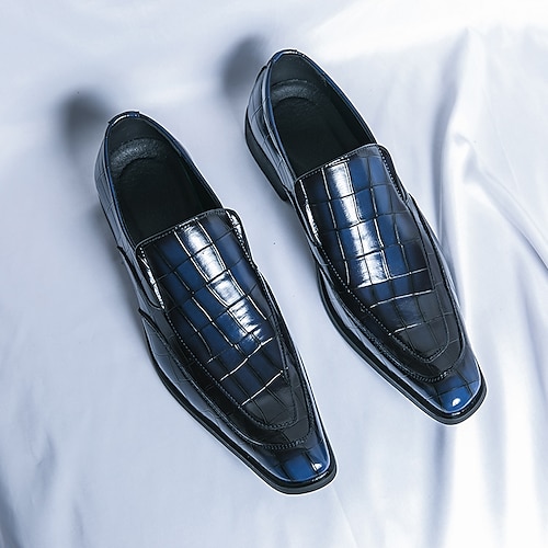 

Herren Loafer Slip On Abendschuhe Kleid Müßiggänger Karierte Schuhe im britischen Stil Brautkleider schlicht Britisch Hochzeit Party Abend Lackleder Schwarz Blau Grün Frühling Herbst