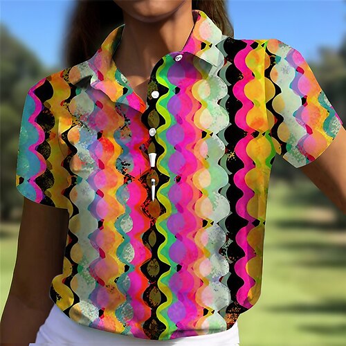 

Women's Polo Shirt Golf Shirt Button Up Polo Breathable Quick Dry Moisture Wicking Short Sleeve Golf Apparel Golf Clothes Regular Fit Printed Summer Tennis Golf Pickleball
