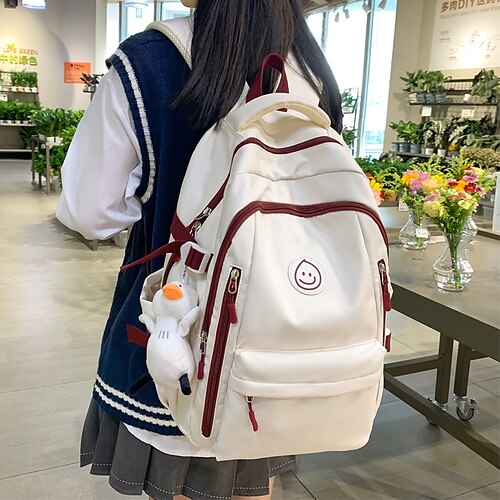 

Hombre Mujer mochila mochila Escuela Exterior Bloque de color Poliéster Ajustable Gran Capacidad Impermeable Cremallera Blanco Rojo BlancoAzul Negro