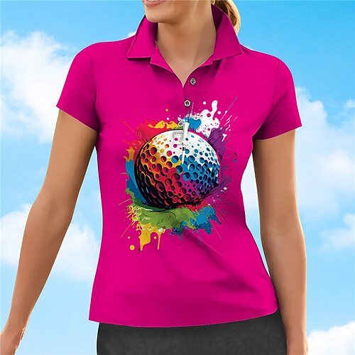 

Mujer Camisas de polo Camiseta de golf Polo con botones Transpirable Secado rápido Dispersor de humedad Manga Corta Ropa de golf ropa de golf Ajuste regular Impreso Verano Tenis Golf pepinillo