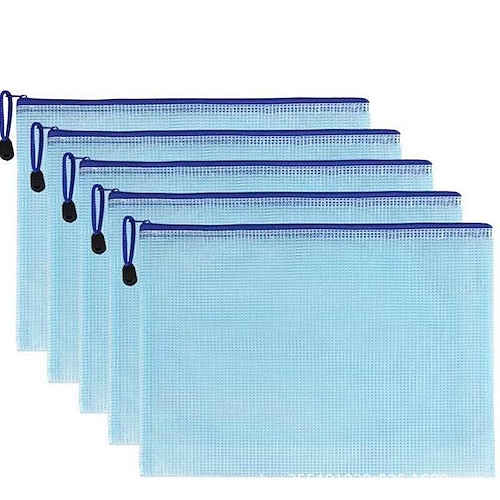 1pc Mesh Zipper Pouch, Waterproof Zipper Bags, Plastic Document