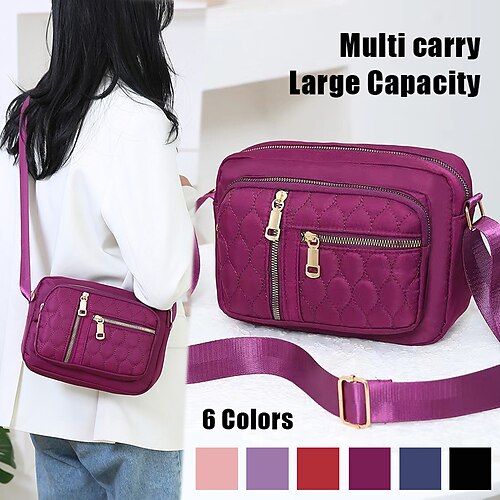 

Mulheres Bolsa crossbody Bolsa de ombro Bolsa Hobo Tecido Oxford Compras Diário Ziper Grande Capacidade Leve Durável Côr Sólida Retalho Violetas Preto Rosa