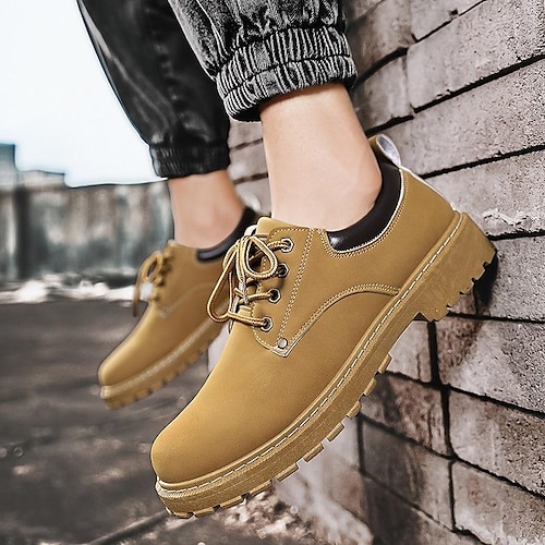 Men's Casual Suede Leather Work Shoes - Durable Lace-Up Ankle Boots for  Outdoor and Daily Wear 2026 - 30.99