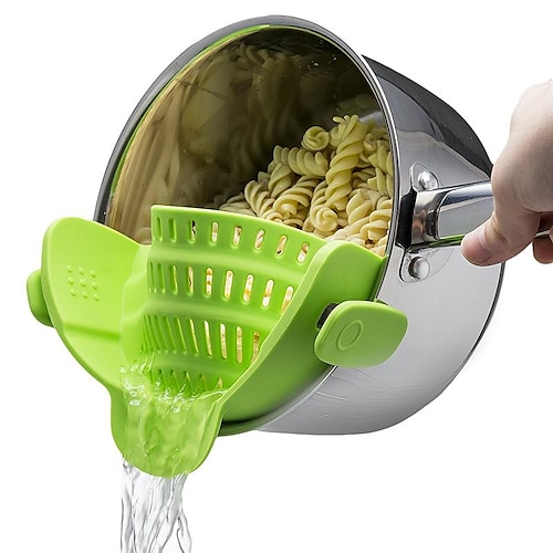 

1pc Adjustable Silicone Clip-On Strainer: The Perfect Kitchen Accessory for Pots, Pans, and Bowls