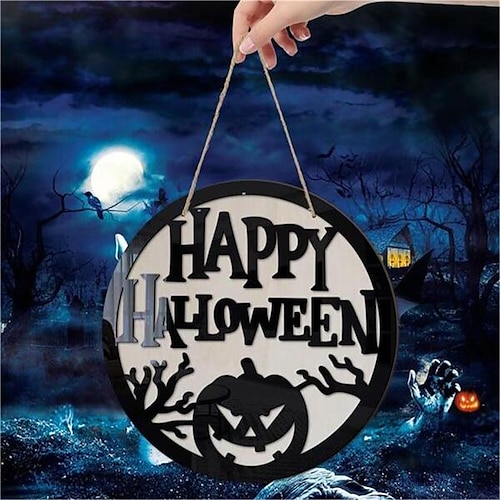 

1pc halloween panneau mural en bois plaque en bois suspendu décoration pour porte d'entrée effrayant porche décor suspendu cadeau pour ferme maison bar extérieur intérieur chambre décor décor à la