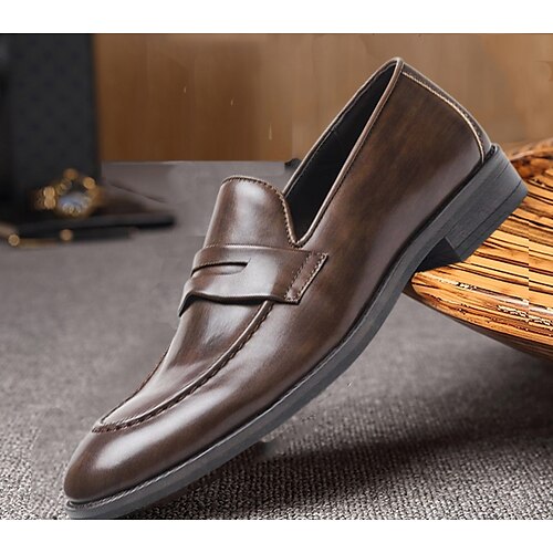 

Hombre Zapatos de taco bajo y Slip-On Mocasines Mocasines clásicos Vintage Casual Diario Fiesta y Noche Zapatos de Paseo Cuero Sintético Cómodo Resistencia al desgaste Negro Marrón A Rayas Primavera
