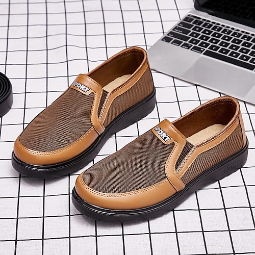 

Herren Loafer Slip On Komfort Schuhe Übergrössen Brautkleider schlicht Outdoor Täglich Leinen Atmungsaktiv Komfortabel Rutschfest Schwarz Gelb Braun Farbblock Frühling Herbst