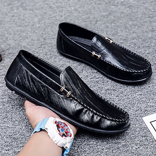 

Homens Mocassins e Slip-Ons Casual Diário Couro Ecológico Respirável Confortável Preto Branco Outono