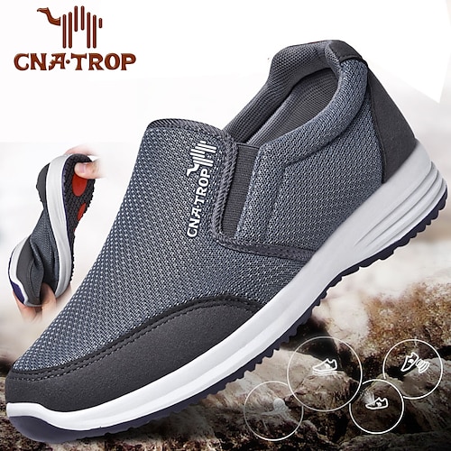 

Homens Tênis Mocassins e Slip-Ons Sapatos Confortáveis Esportivo Vintage Casual Ao ar livre Diário Aventura Caminhada Com Transparência Respirável Confortável Antiderrapante Preto Azul Escuro Cinzento