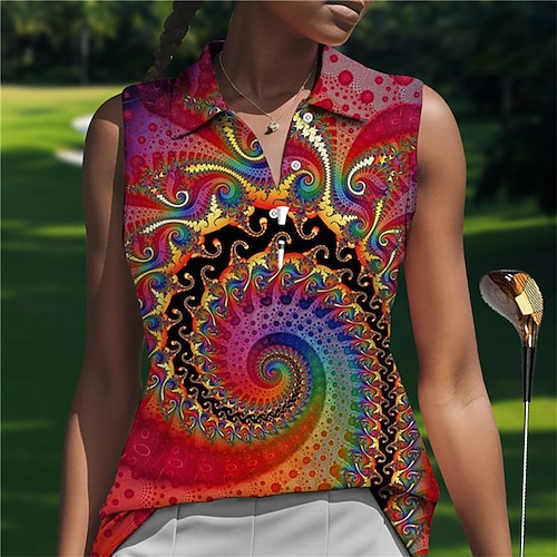 

Mujer Camisas de polo Camiseta de golf Polo con botones Transpirable Secado rápido Dispersor de humedad Sin Mangas Ropa de golf ropa de golf Ajuste regular Impreso Verano Tenis Golf pepinillo