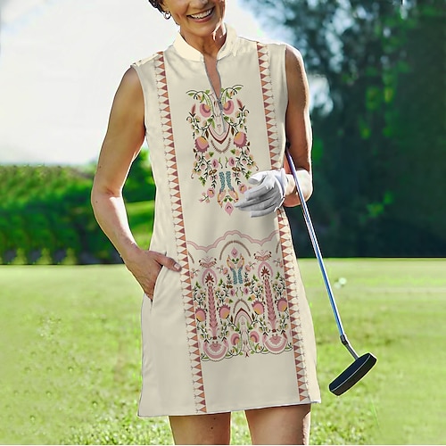 

Mujer Vestido de tenis vestido de golf Transpirable Secado rápido Dispersor de humedad Sin Mangas Traje de tenis Ropa de tenis Ajuste regular Cremallera Bolsillos laterales Floral Verano Tenis Golf