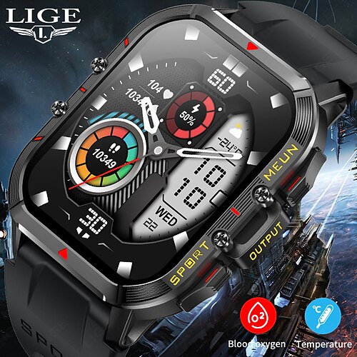 

696 T21 Montre intelligente 1.96 pouce Smartwatch Montre Connectée Bluetooth Surveillance de la température Podomètre Rappel d'Appel Compatible avec Android iOS Hommes Mode Mains-Libres Rappel de