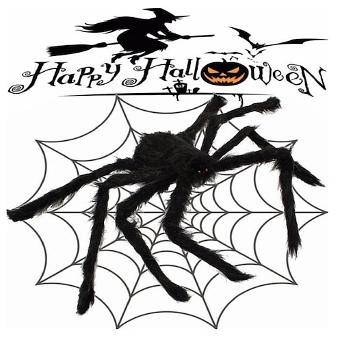  Halloween Decoration Spider, Outdoor Halloween Spider Decorations, Black Soft Hairy Scary Spider Realistic Large Spider Props for Home, Yard, Party Creepy Halloween Decor