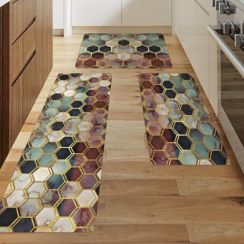 Colorful Kitchen Rug, Non-slip Kitchen Mat Waterproof Kitchen Rugs