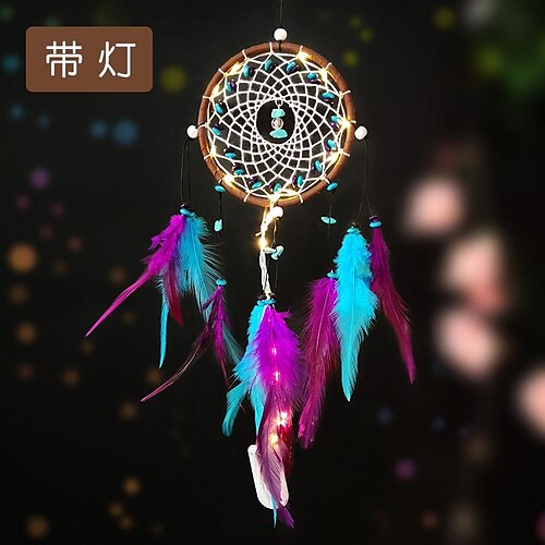 

[dream luciole] indien plume dreamcatcher ornement bricolage tissé à la main carillon éolien artisanat petit pendentif produit fini