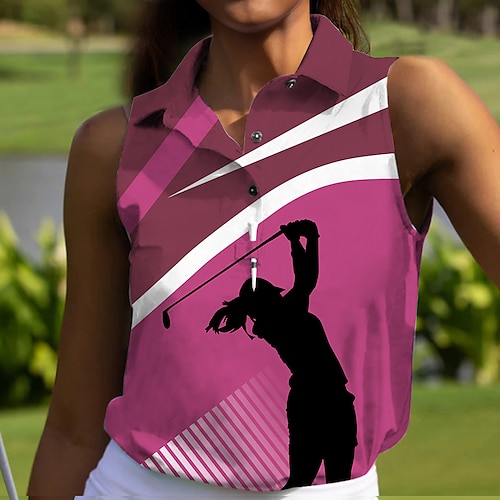 

Women's Polo Shirt Golf Shirt Button Up Polo Breathable Quick Dry Moisture Wicking Sleeveless Golf Apparel Golf Clothes Regular Fit Printed Summer Tennis Golf Pickleball