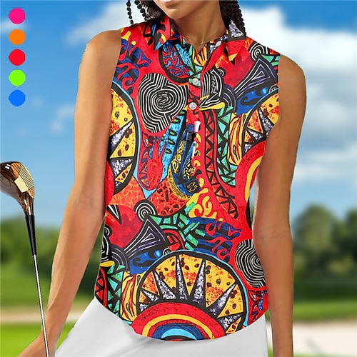 

Mujer Camisas de polo Camiseta de golf Polo con botones Transpirable Secado rápido Dispersor de humedad Sin Mangas Ropa de golf ropa de golf Ajuste regular Impreso Verano Tenis Golf pepinillo