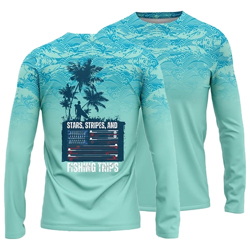 Men's Fishing Shirt Outdoor Long Sleeve UV Protection Breathable Quick Dry  Lightweight Sweat wicking Top Spring Autumn Outdoor Fishing Camping &  Hiking Blue Green Dark Blue 2024 - $17.99