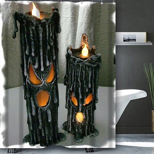 

Rideau de douche avec crochets pour salle de bain, rideau de douche design Halloween ensemble de décoration de salle de bain en polyester imperméable lot de 12 crochets en plastique