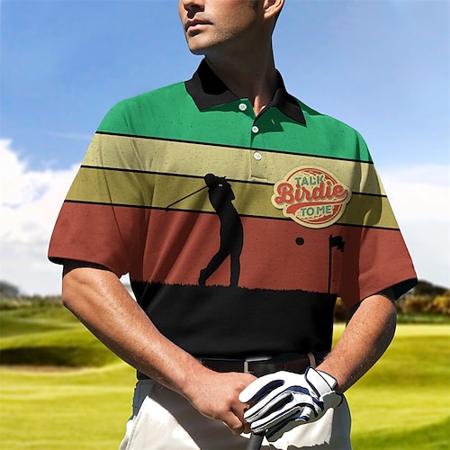 

Homens Camisa polo de caminhada Camisa de golfe Pólo de botões Respirável Secagem Rápida Pavio Humido Manga Curta Vestuário de golfe Roupas de golfe Normal Estampado Verão Tênis Golfe Pickleball