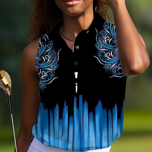 

Femme T-shirt POLO Chemise de golf Polo boutonné Respirable Séchage rapide Evacuation de l'humidité Sans Manches Vêtements de golf Top Standard Imprimé Eté Tennis Le golf Pickleball