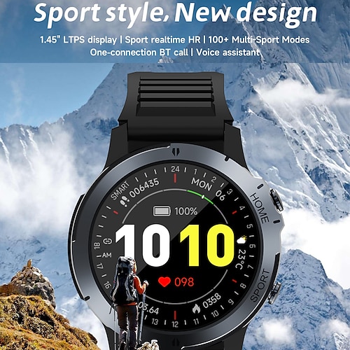 

T35 Smart Watch 1.45 inch Smartwatch Fitness Running Watch Bluetooth Pedometer Call Reminder Sleep Tracker Compatible with Android iOS Men Hands-Free Calls Message Reminder Custom Watch Face