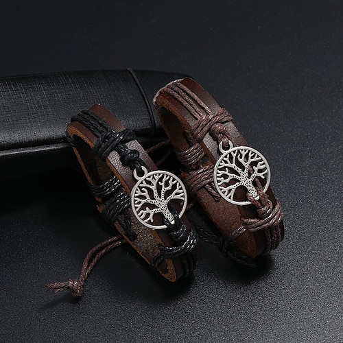 

Men's Women's Leather Bracelet Loom Bracelet Retro Vintage Theme Classic Leather Bracelet Jewelry Black / Brown For Daily Date Festival