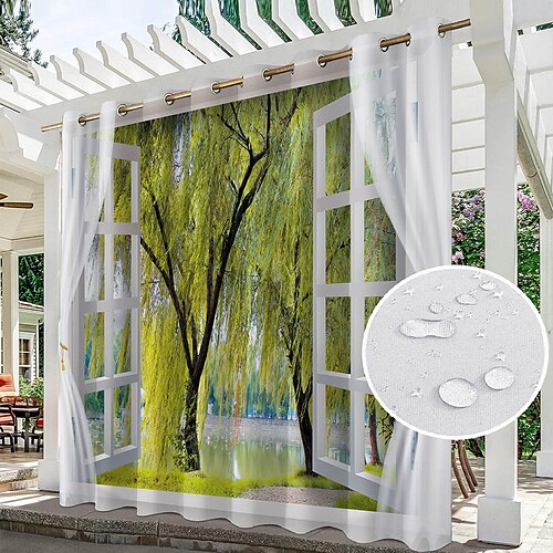 

Cortinas externas à prova d'água para pátio interno de casamento Cortinas grossas de ilhós de privacidade para quarto de casamento, sala de estar, varanda, pérgula, cabana