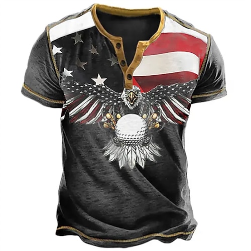 

Men's Henley Shirt Graphic National Flag Henley Clothing Apparel 3D Print Outdoor Daily Short Sleeve Button-Down Print Fashion Designer Comfortable