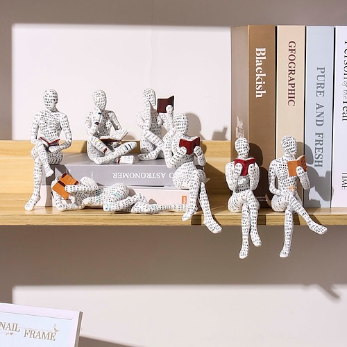 lettura libreria arredamento, lettura donna figurina, statua in resina stile pensatore, sculture astratte figurine per la decorazione domestica moderna mensola per ufficio desktop