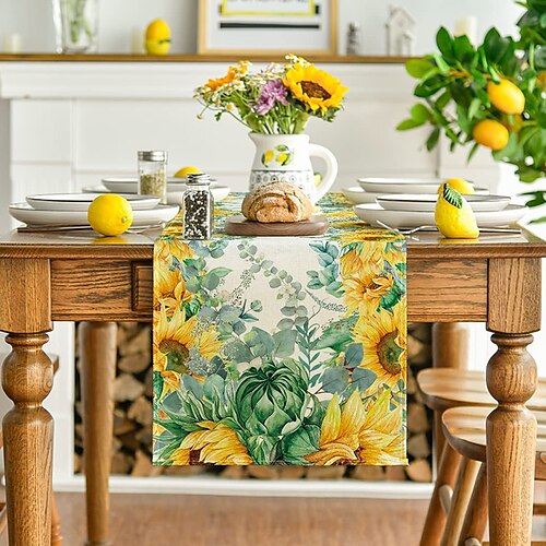 

tournesols chemin de table ferme printemps chemin de table à manger boho table drapeau décor, décorations de table pour les vacances de fête weddig