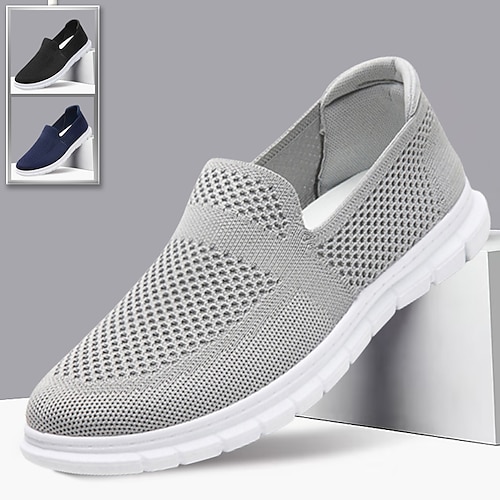 

Men's Sneakers Loafers Slip-Ons Comfort Shoes Cloth Loafers Casual Outdoor Daily Walking Shoes Tissage Volant Breathable Comfortable Slip Resistant Black Blue Grey Summer Spring