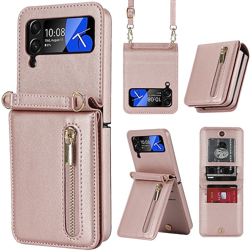 For Samsung Galaxy Z Flip5 4 3 Leather Phone Purse WalletCrossbody Shoulder  Bag