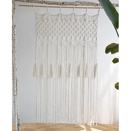 

cortinas de macramê boho cortina de porta deslizante tecido decoração de tapeçaria boêmia, privacidade de cortina ao ar livre, decoração de casamento no pátio, divisor de quarto para pérgula, gazebo,