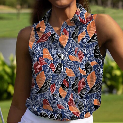 

Femme T-shirt POLO Chemise de golf Respirable Séchage rapide Evacuation de l'humidité Sans Manches Vêtements de golf Top Standard Floral Papillon Eté Tennis Le golf Pickleball
