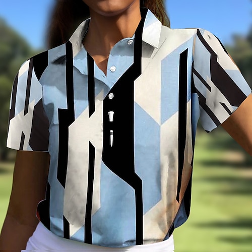 

Mulheres Camisa polo de caminhada Camisa de golfe Pólo de botões Respirável Secagem Rápida Pavio Humido Manga Curta Vestuário de golfe Roupas de golfe Normal Geométrica Verão Tênis Golfe Pickleball