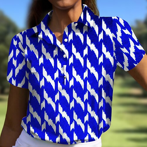 

Women's Polo Shirt Golf Shirt Button Up Polo Breathable Quick Dry Moisture Wicking Short Sleeve Golf Apparel Golf Clothes Regular Fit Printed Summer Tennis Golf Pickleball