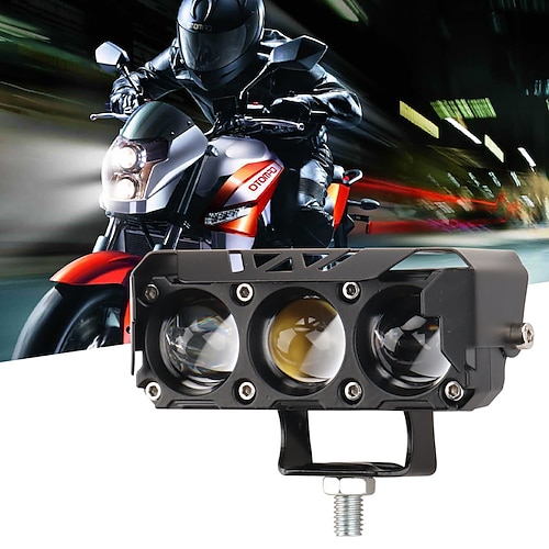 

Luzes led para motocicleta mini holofote led bicolor lente projetor farol trabalhando ciclomotor bicicleta faróis de neblina super brilhante 12v