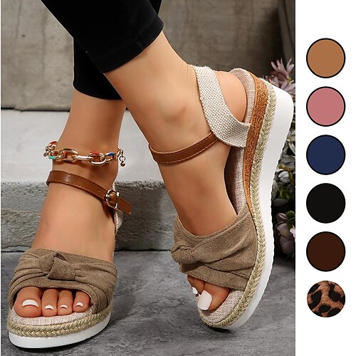 

Damen Sandalen Keilabsätze Plateausandalen Übergrössen Outdoor Strand Keilabsatz Elegant Brautkleider schlicht Komfort Mikrofaser Schnalle Farbblock Leopardenmuster Schwarz Rosa