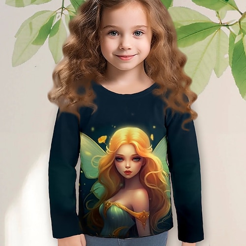 

Para Meninas Camiseta Manga Longa Camisa Camiseta Gráfico Desenho Animado Impressão 3D Ativo Moda Estilo bonito Poliéster Ao ar livre Casual Diário Infantil Crewneck 3-12 anos Gráfico impresso em 3D